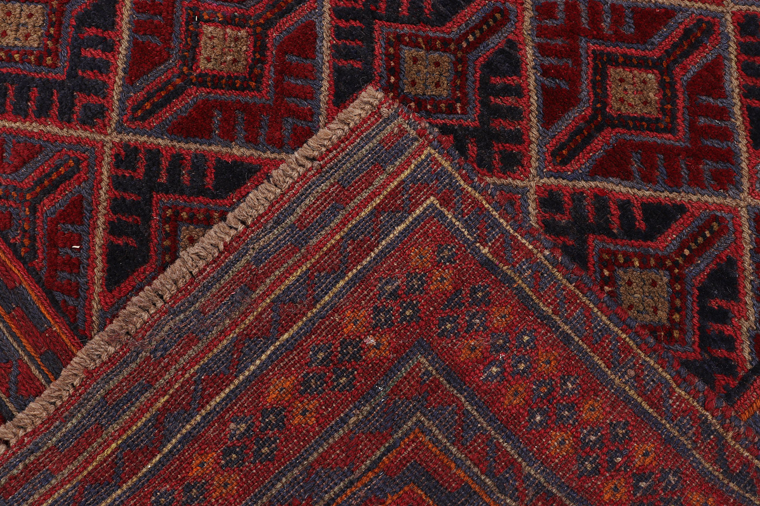 4' x 4' Red Handmade Mashwani Afghan Rug Square