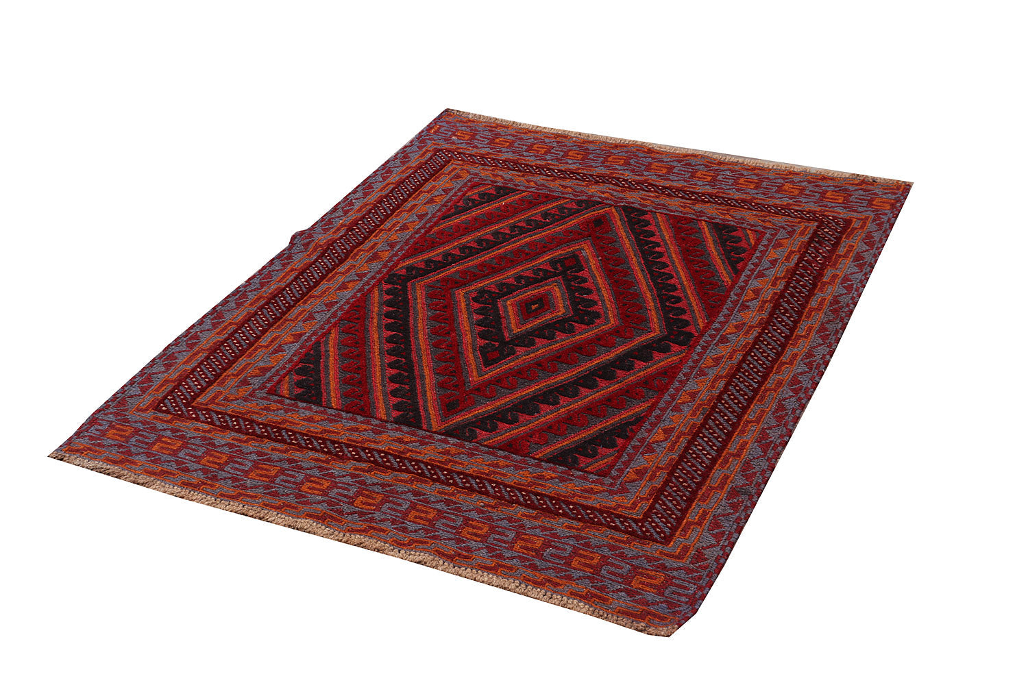 4' x 4' Red Handmade Mashwani Afghan Rug Square