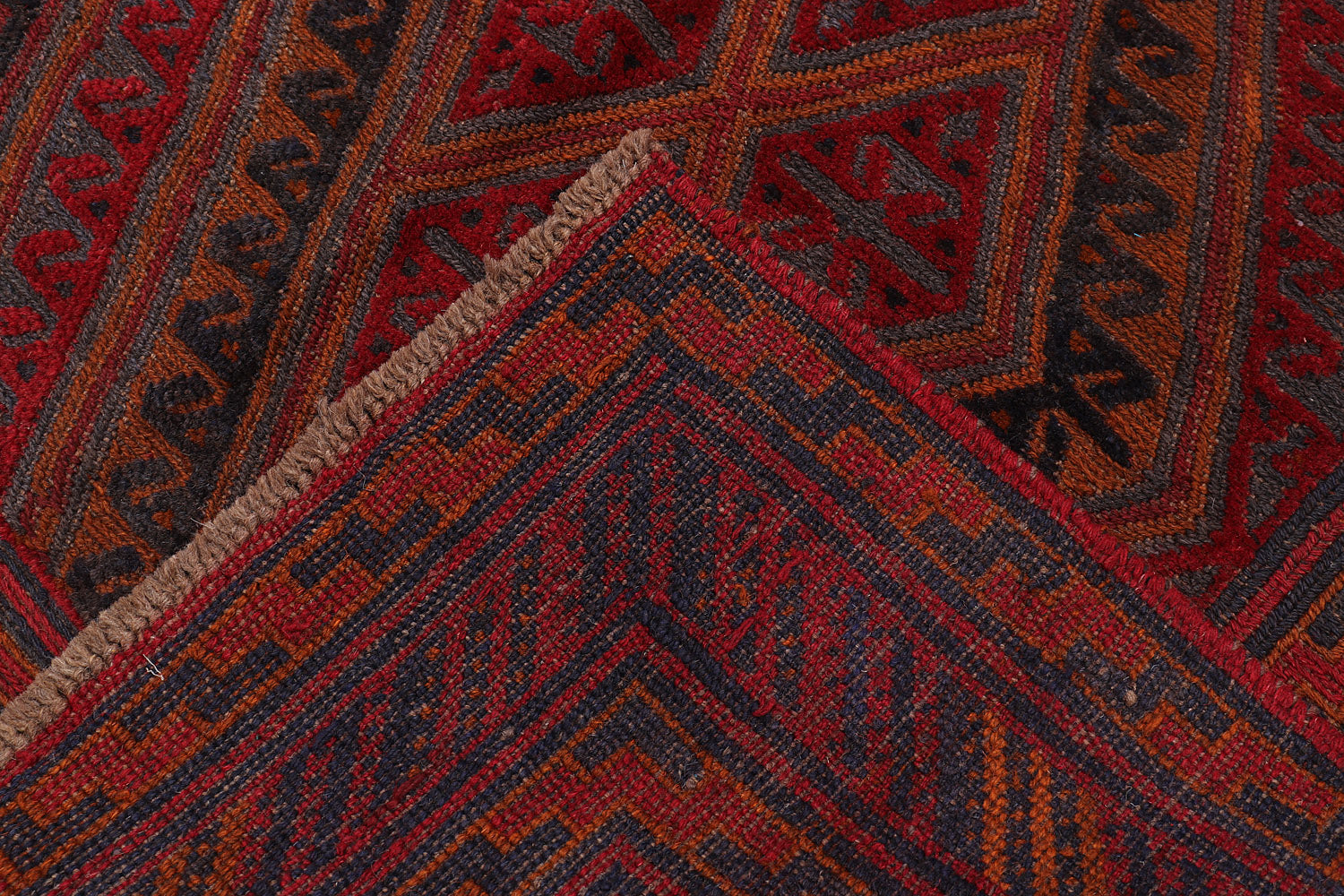 4' x 4' Red Handmade Mashwani Afghan Rug Square
