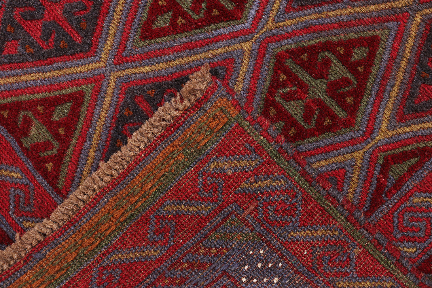 4' x 4' Red Handmade Mashwani Afghan Rug Square