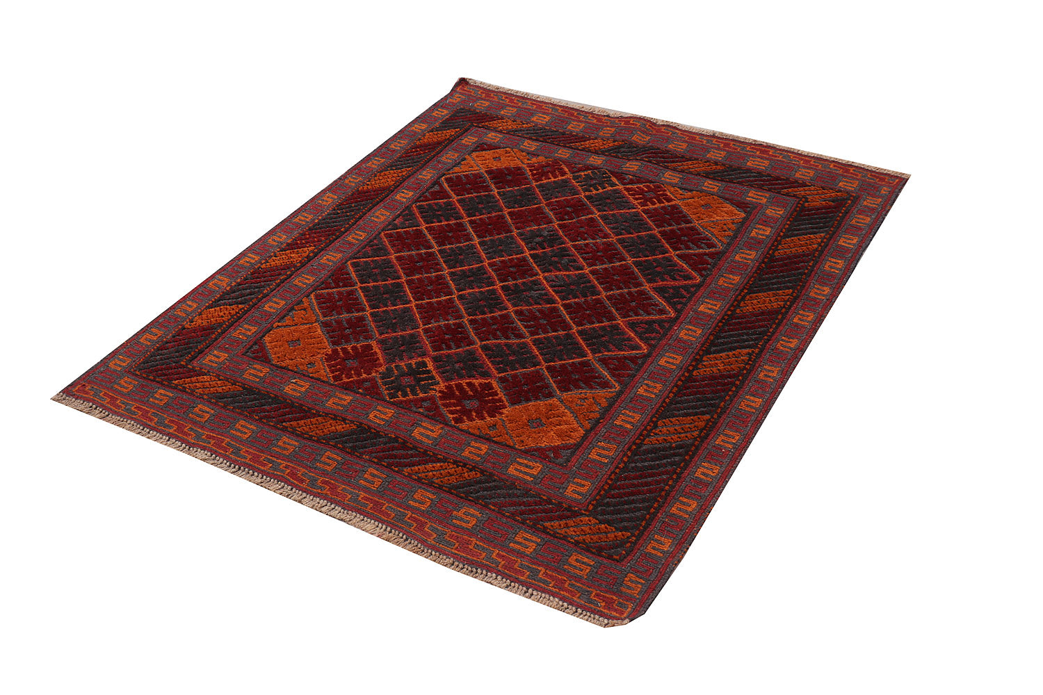 4' x 4' Red Handmade Mashwani Afghan Rug Square