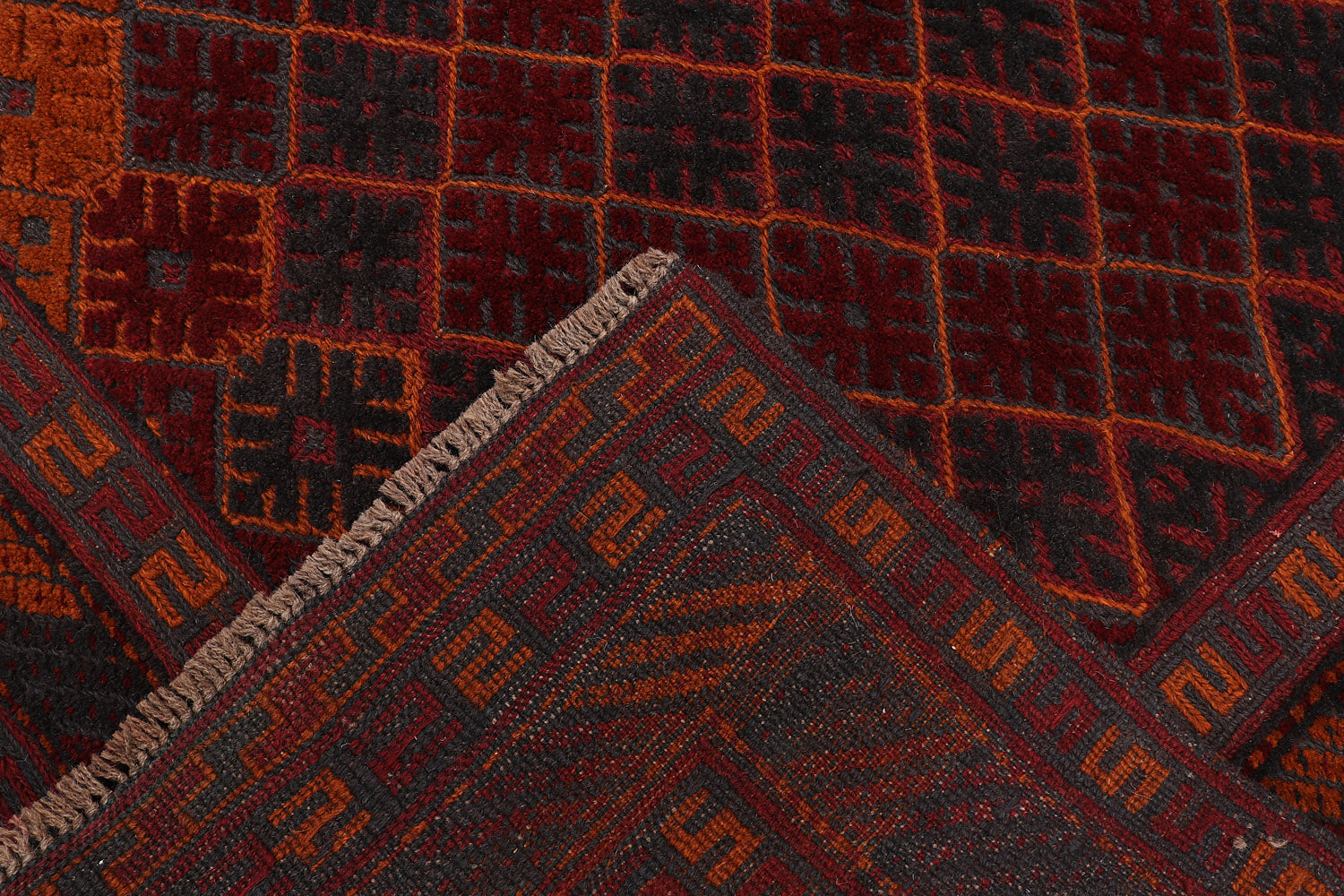 4' x 4' Red Handmade Mashwani Afghan Rug Square