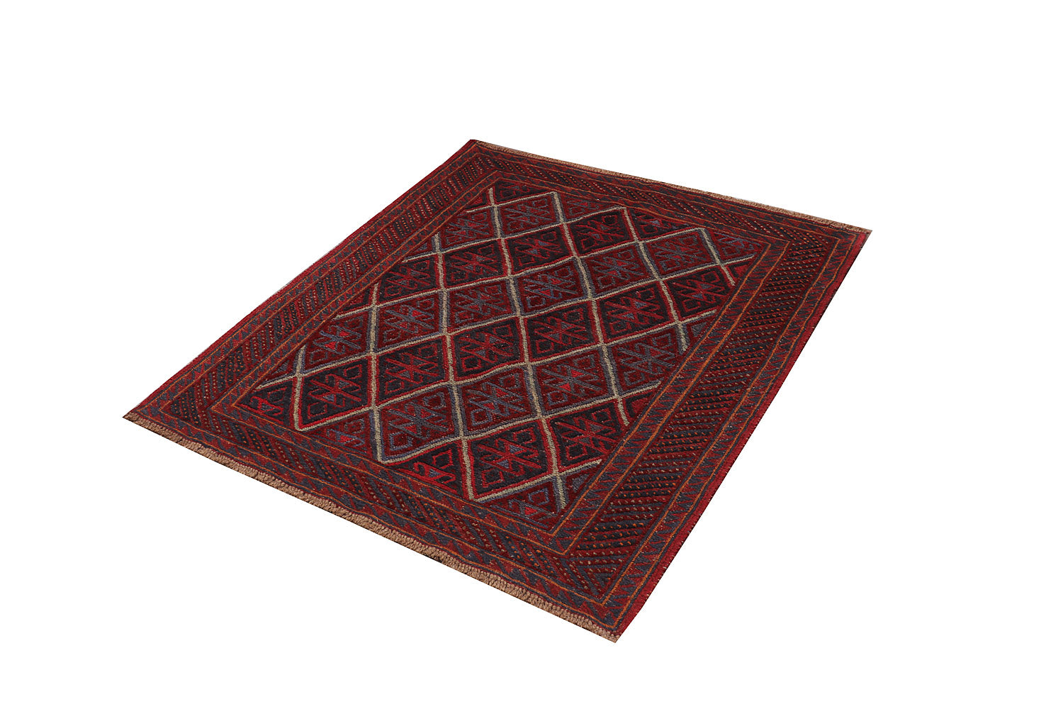 4' x 4' Red Handmade Mashwani Afghan Rug Square