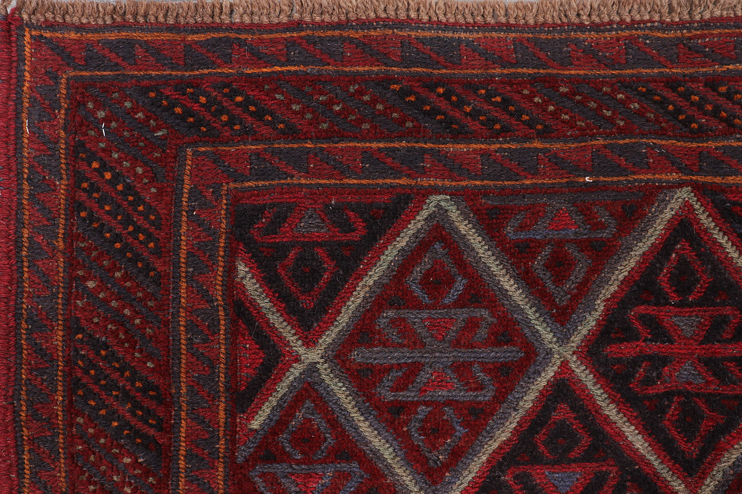 4' x 4' Red Handmade Mashwani Afghan Rug Square