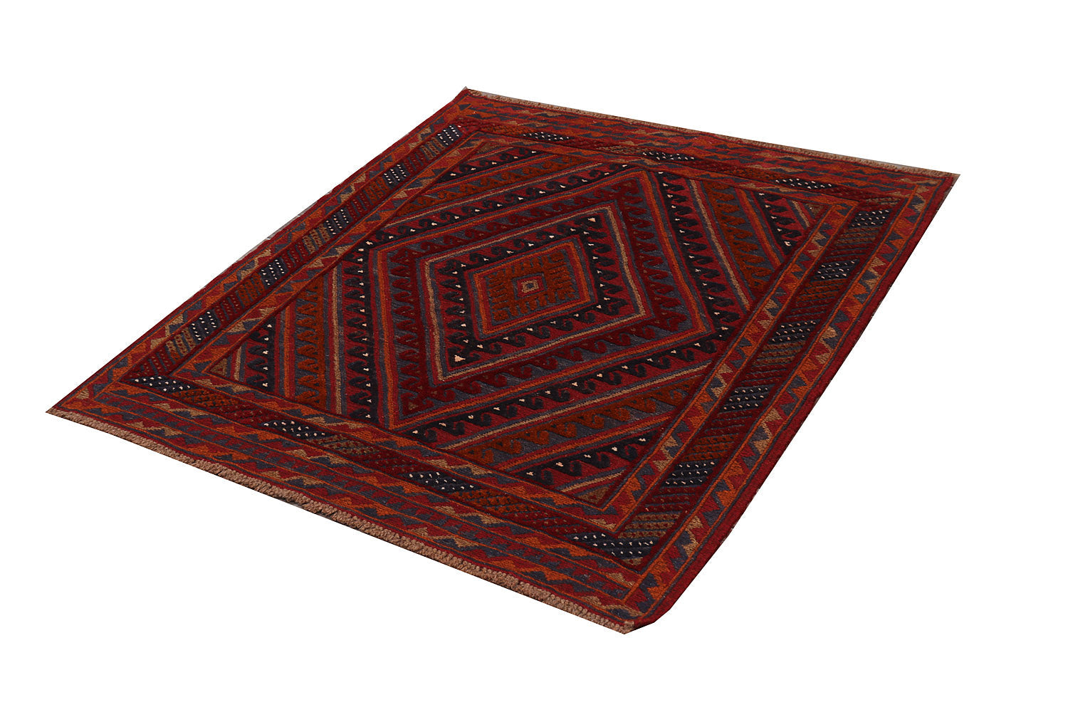 4' x 4' Red Handmade Mashwani Afghan Rug Square