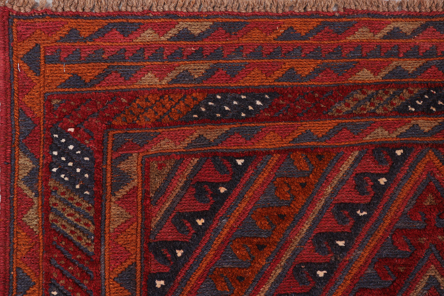 4' x 4' Red Handmade Mashwani Afghan Rug Square