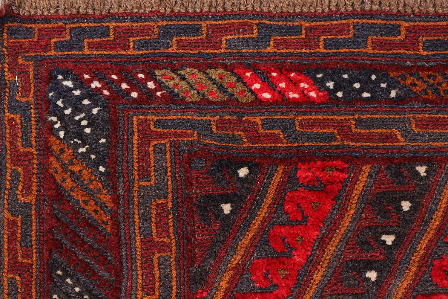4' x 4' Red Handmade Mashwani Afghan Rug Square
