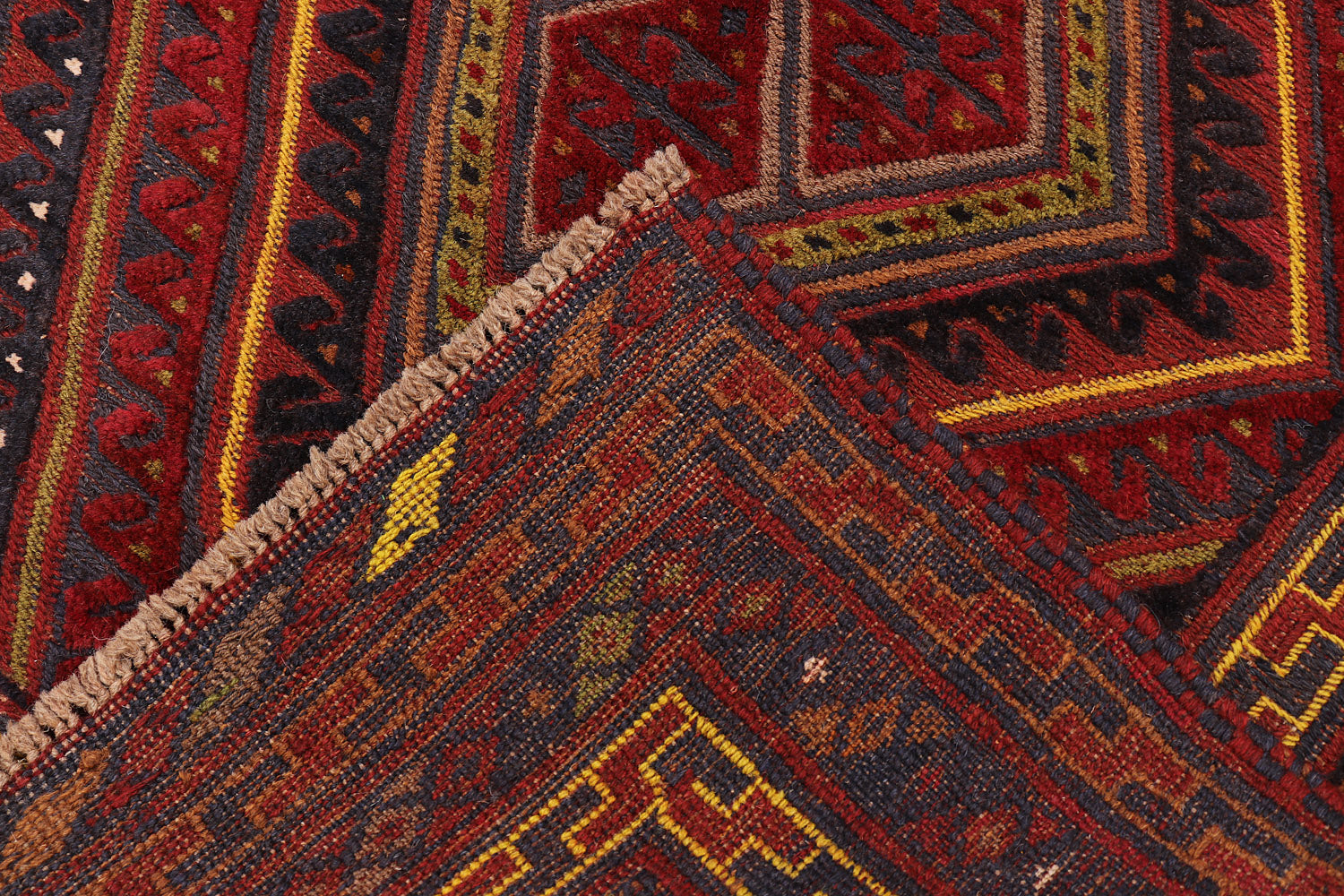 4' x 4' Red Handmade Mashwani Afghan Rug Square