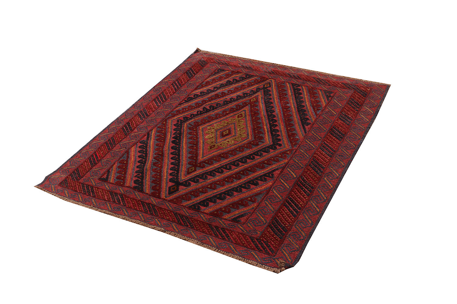 4' x 4' Red Handmade Mashwani Afghan Rug Square