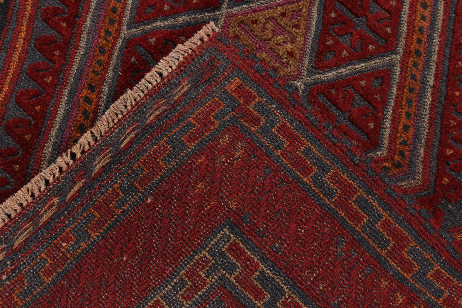4' x 4' Red Handmade Mashwani Afghan Rug Square