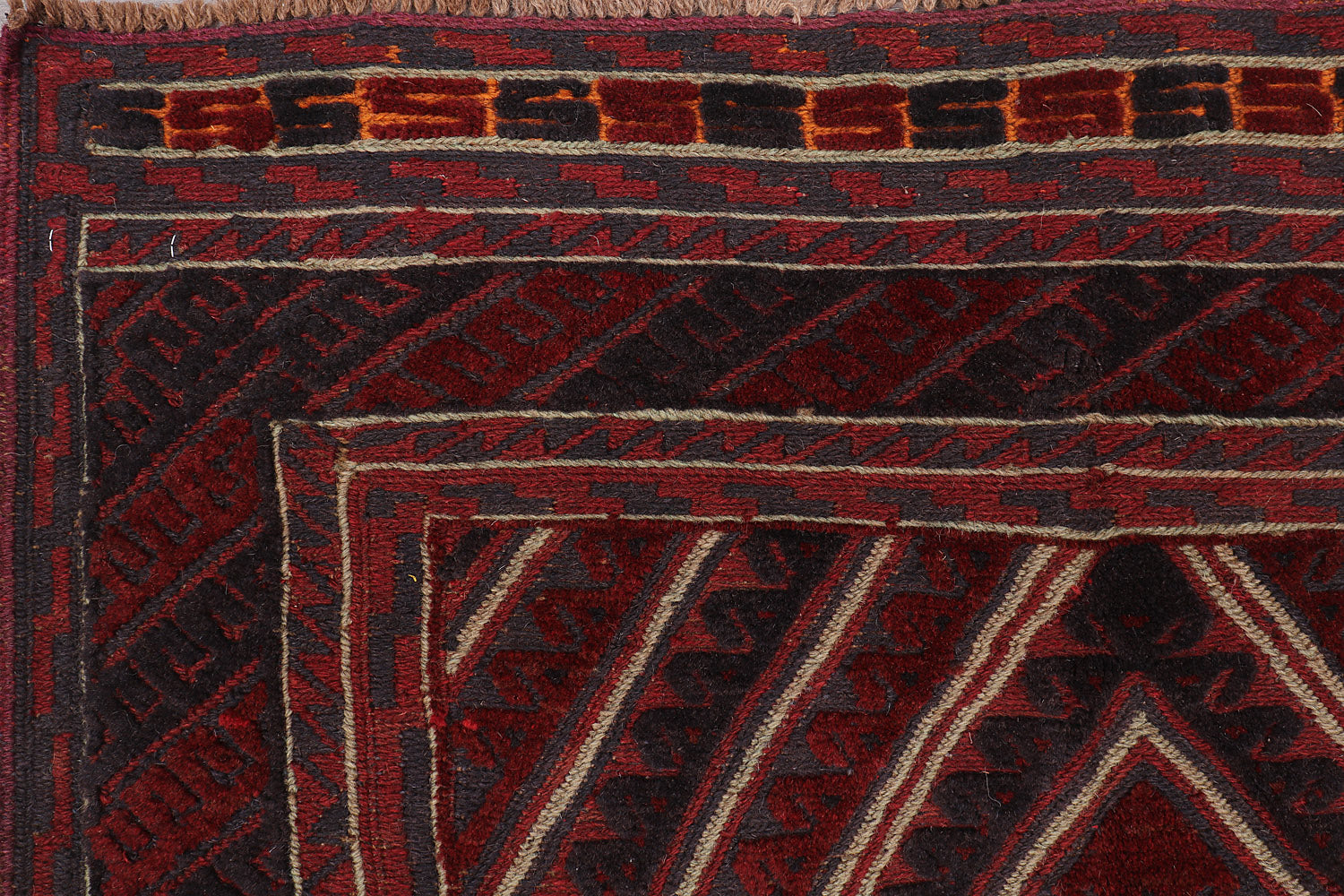 4' x 4' Red Handmade Mashwani Afghan Rug Square
