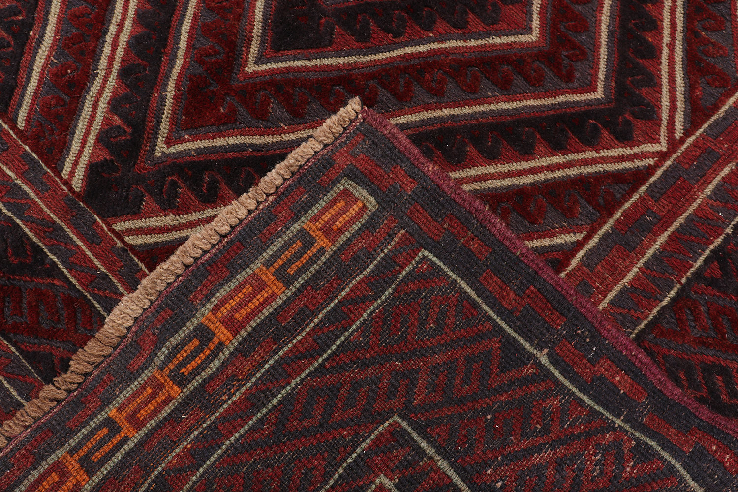 4' x 4' Red Handmade Mashwani Afghan Rug Square