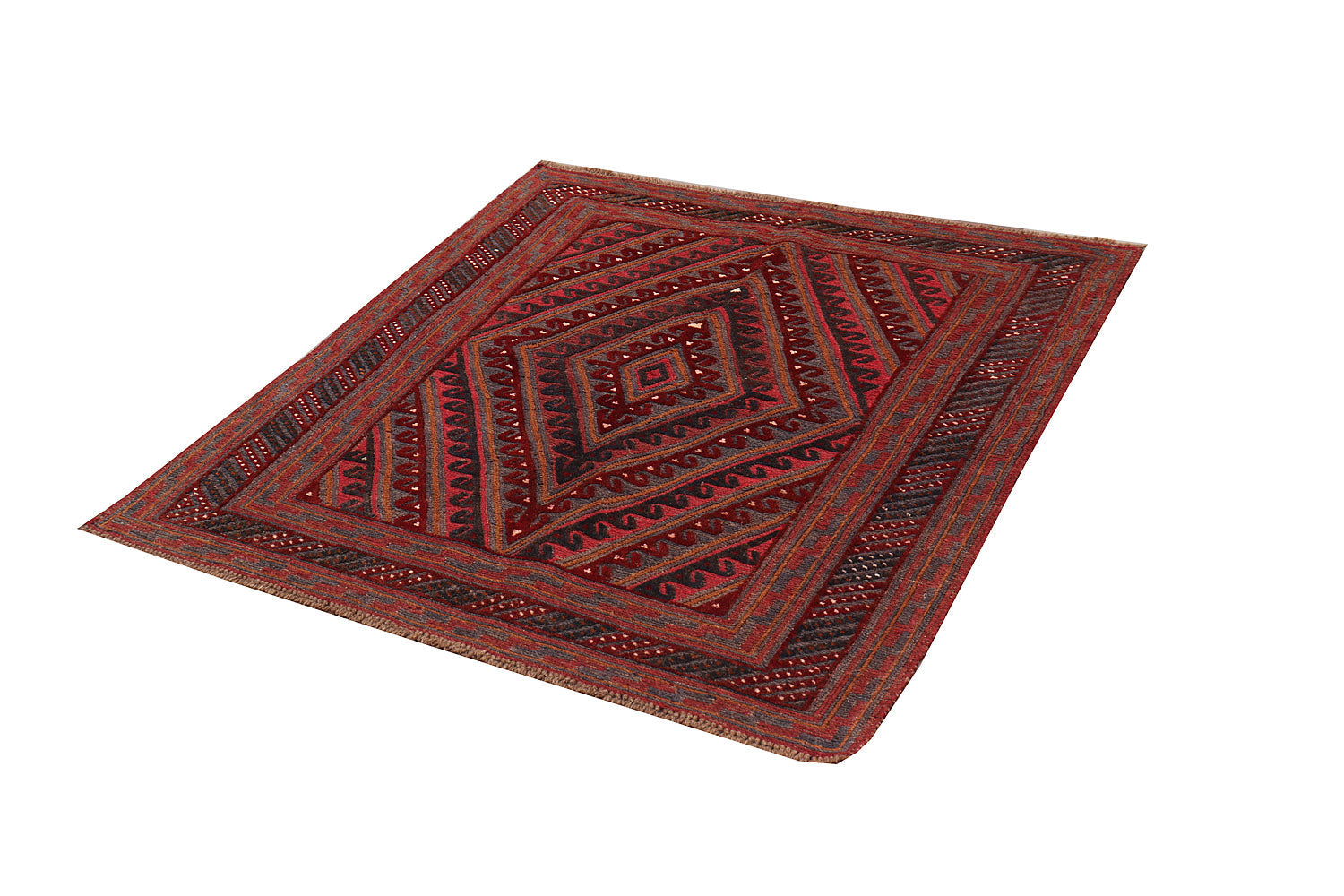 4' x 4' Red Handmade Mashwani Afghan Rug Square