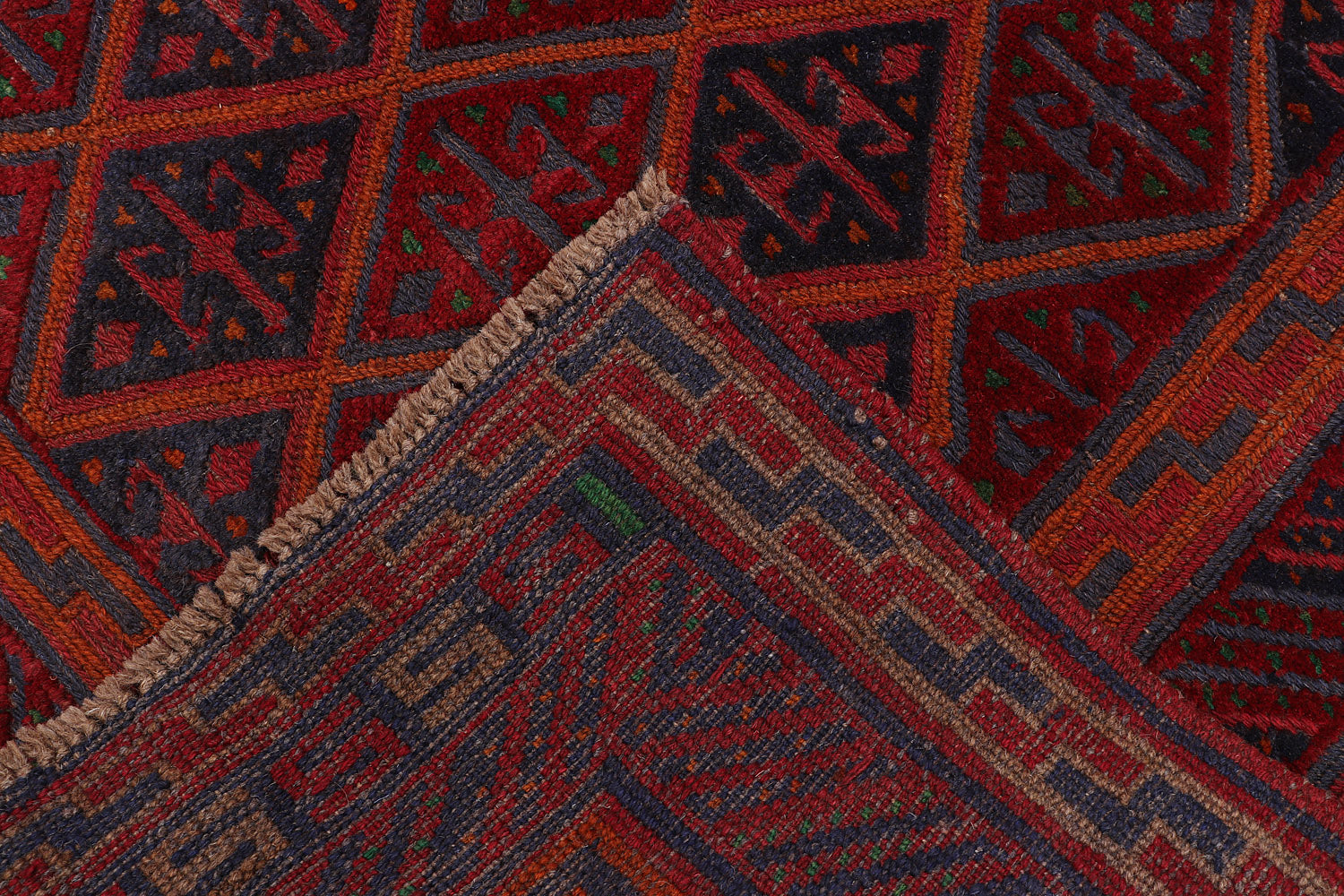4' x 4' Red Handmade Mashwani Afghan Rug Square
