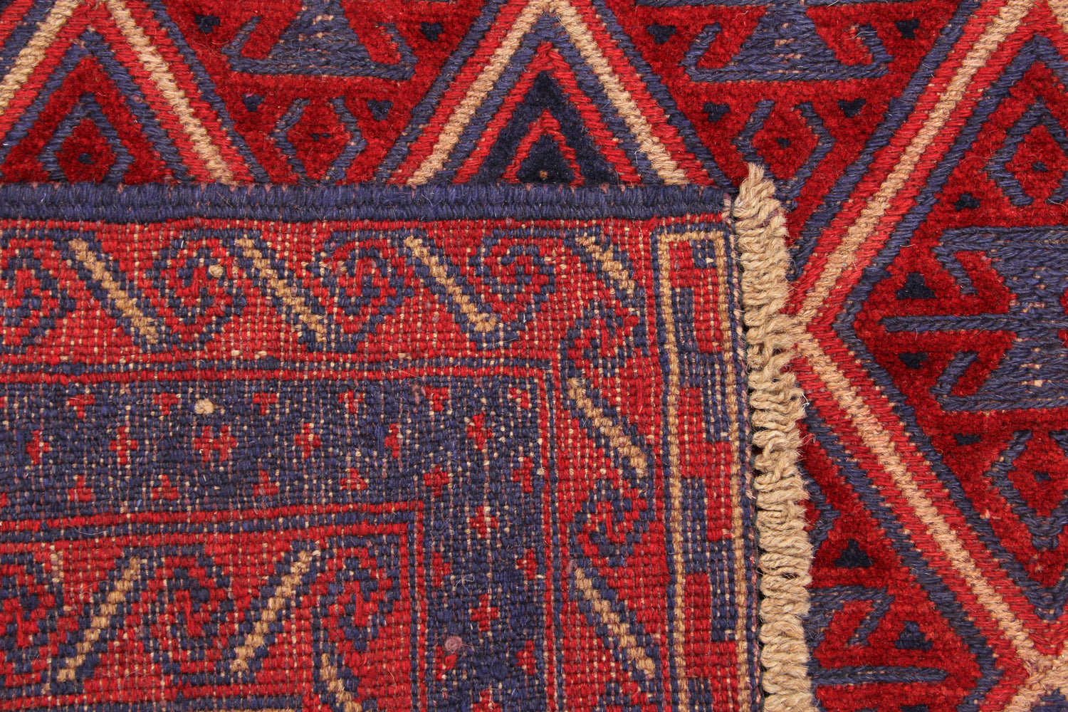 4' x 4' Red Handmade Mashwani Afghan Rug Square