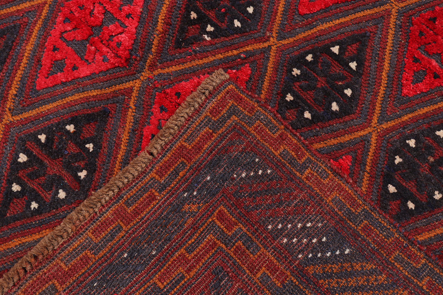 4' x 4' Red Handmade Mashwani Afghan Rug Square