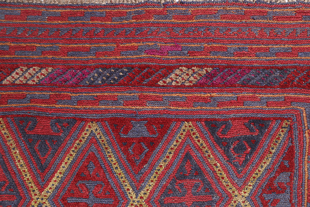 4' x 4' Red Handmade Mashwani Afghan Rug Square