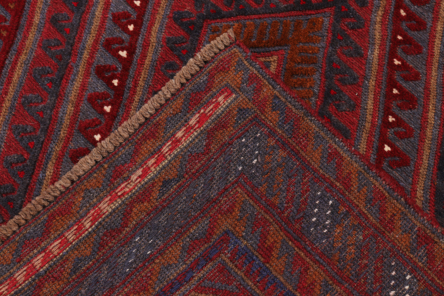 4' x 4' Red Handmade Mashwani Afghan Rug Square