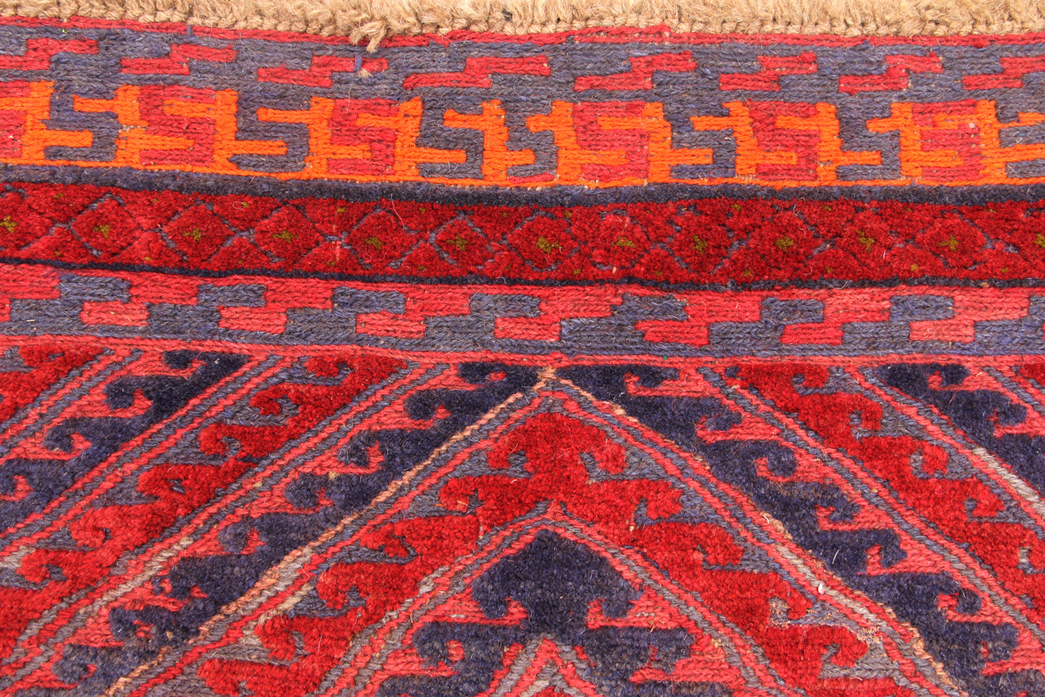 4' x 4' Red Handmade Mashwani Afghan Rug Square