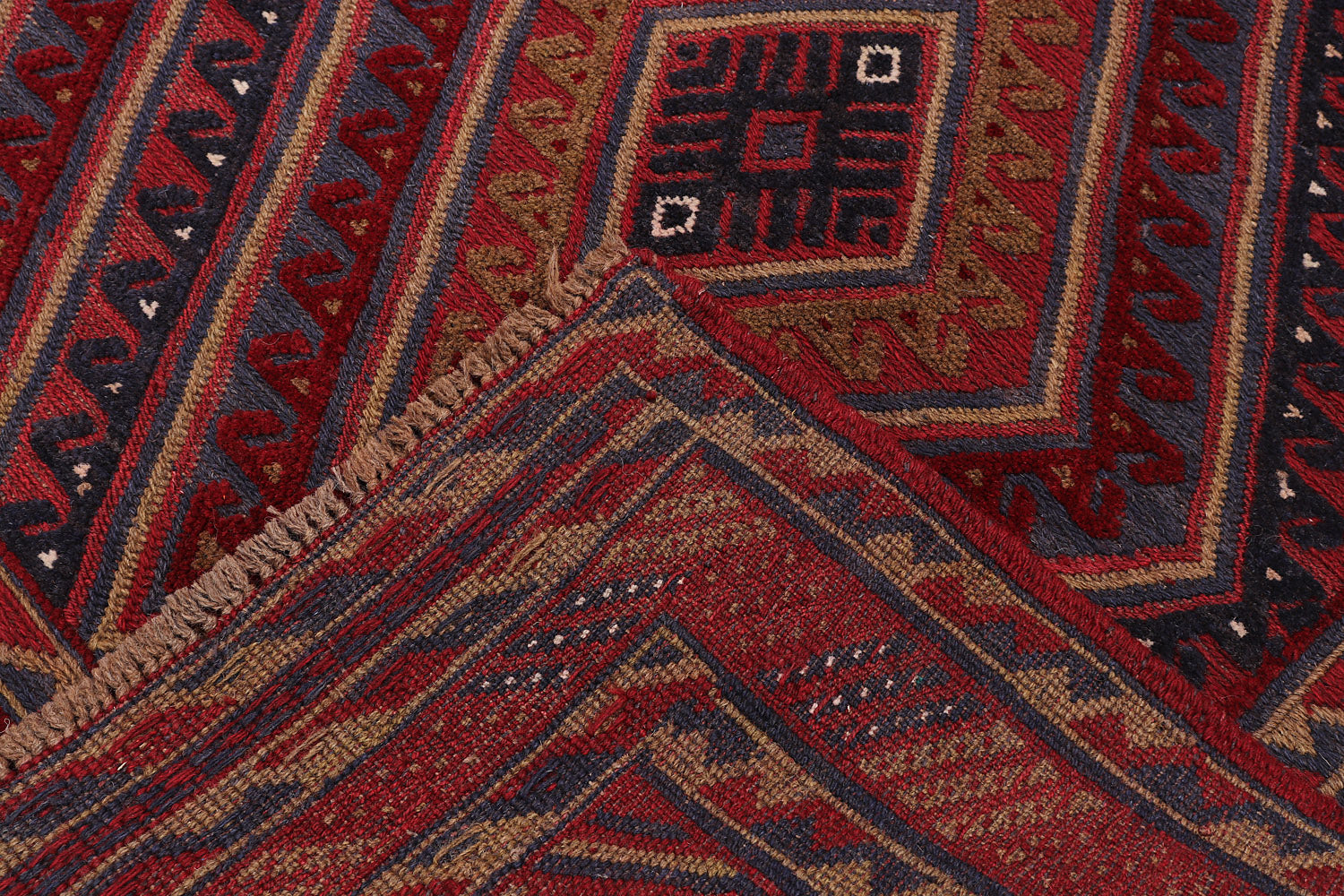 4' x 4' Red Handmade Mashwani Afghan Rug Square