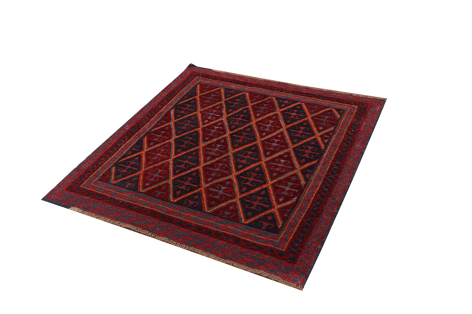 4' x 4' Red Handmade Mashwani Afghan Rug Square