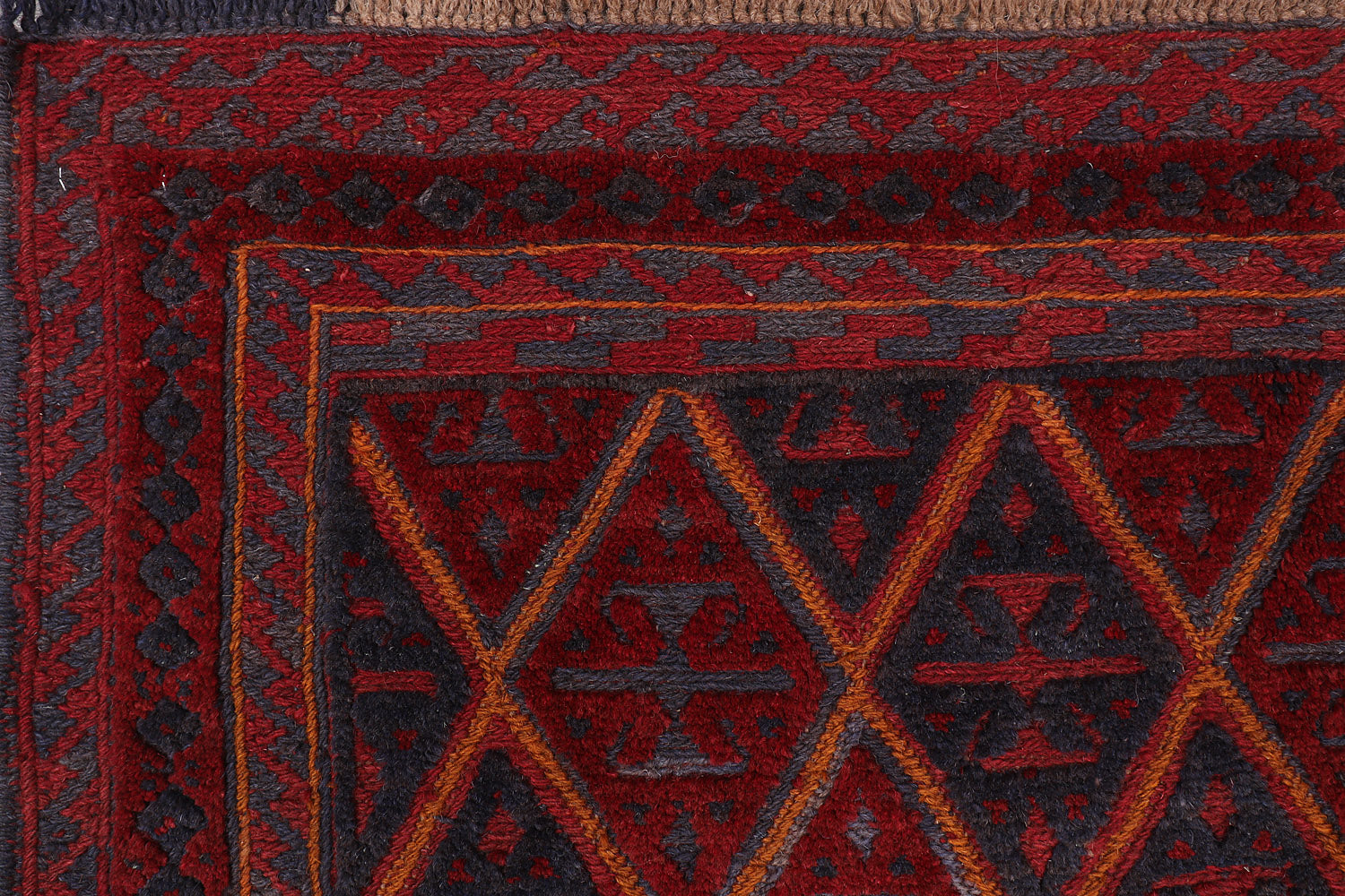 4' x 4' Red Handmade Mashwani Afghan Rug Square