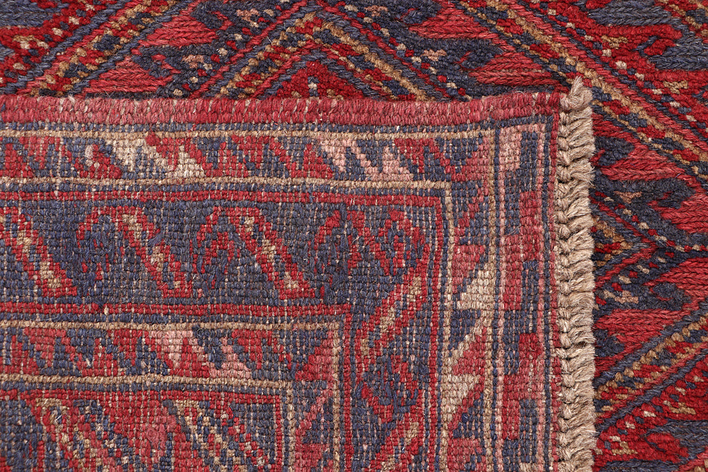4' x 4' Red Handmade Mashwani Afghan Rug Square