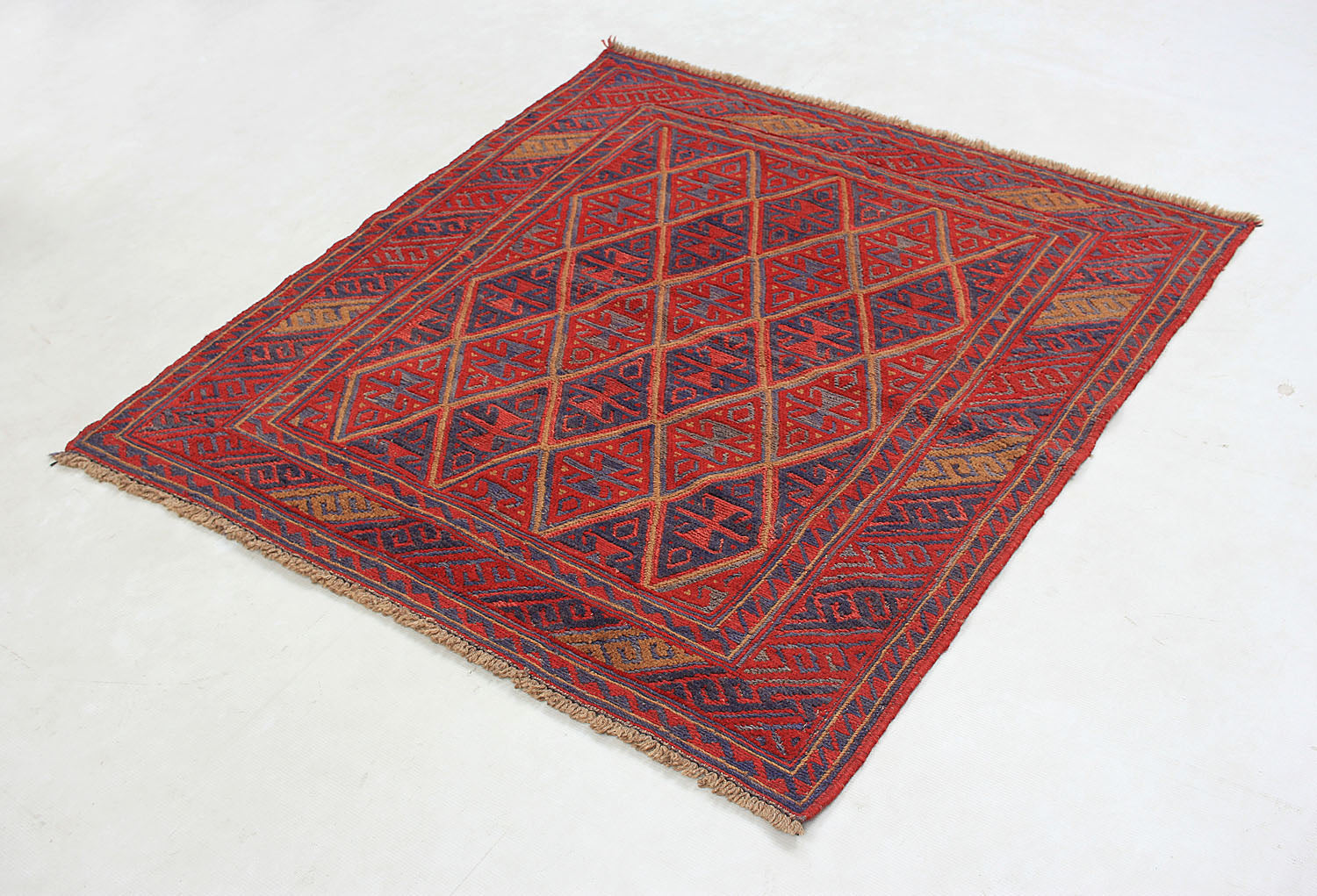 4' x 4' Red Handmade Mashwani Afghan Rug Square