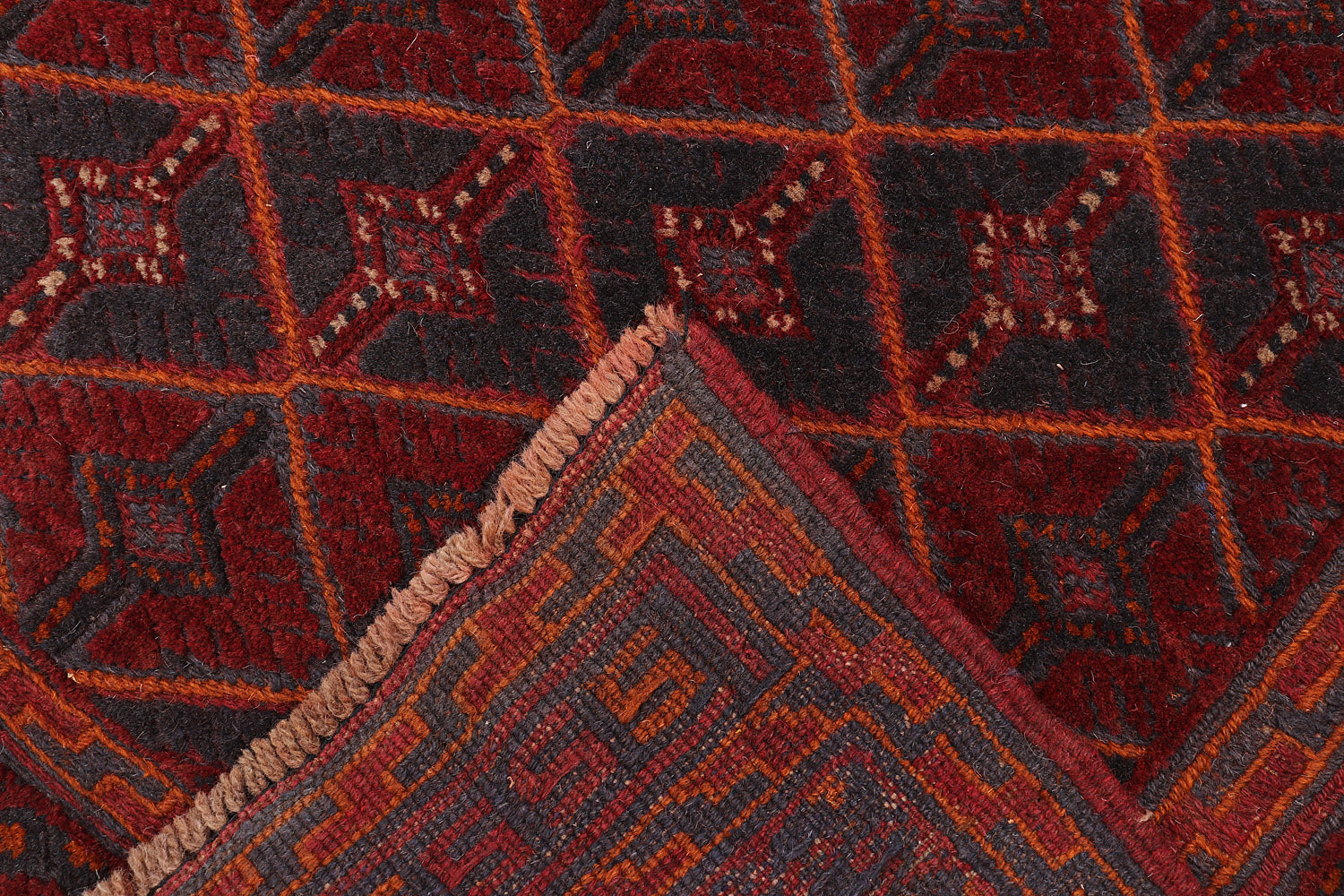 4' x 4' Red Handmade Mashwani Afghan Rug Square