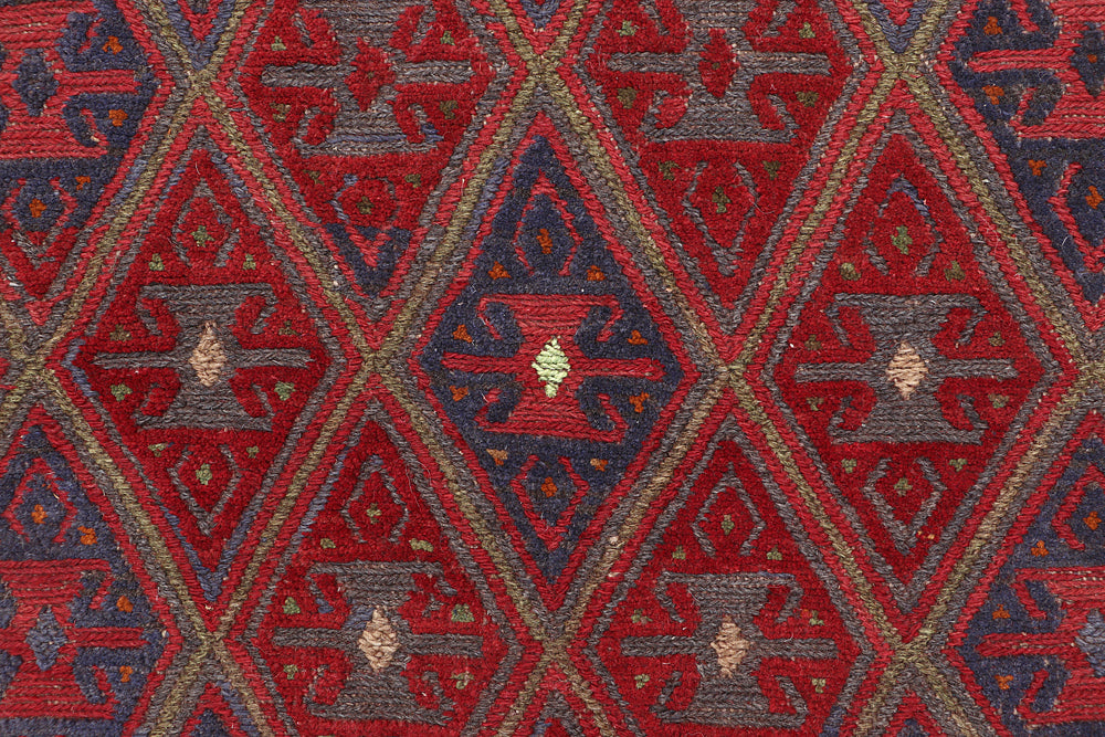 4' x 4' Red Handmade Mashwani Afghan Rug Square