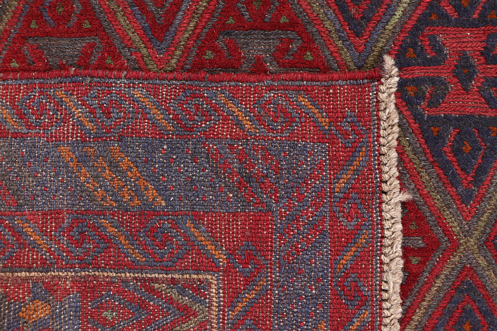 4' x 4' Red Handmade Mashwani Afghan Rug Square