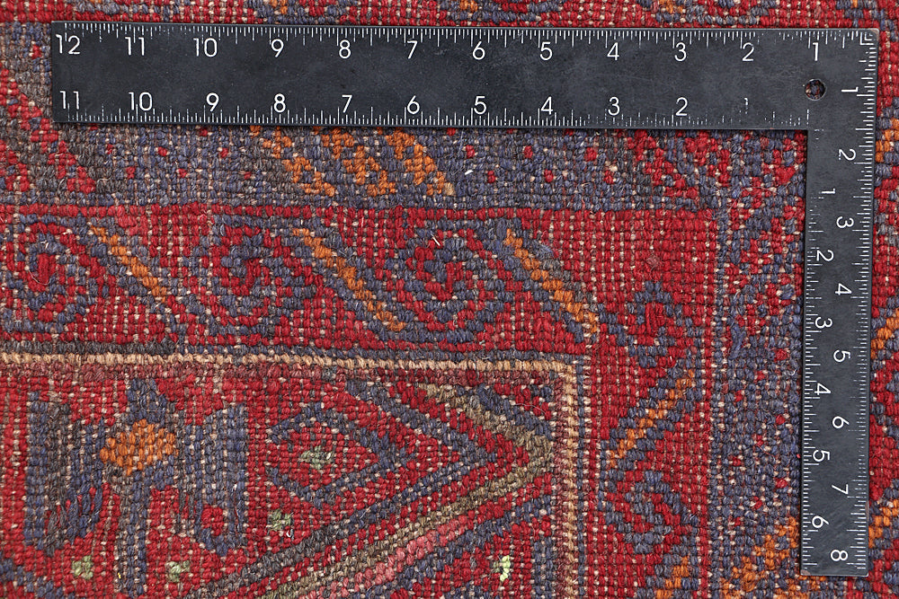4' x 4' Red Handmade Mashwani Afghan Rug Square