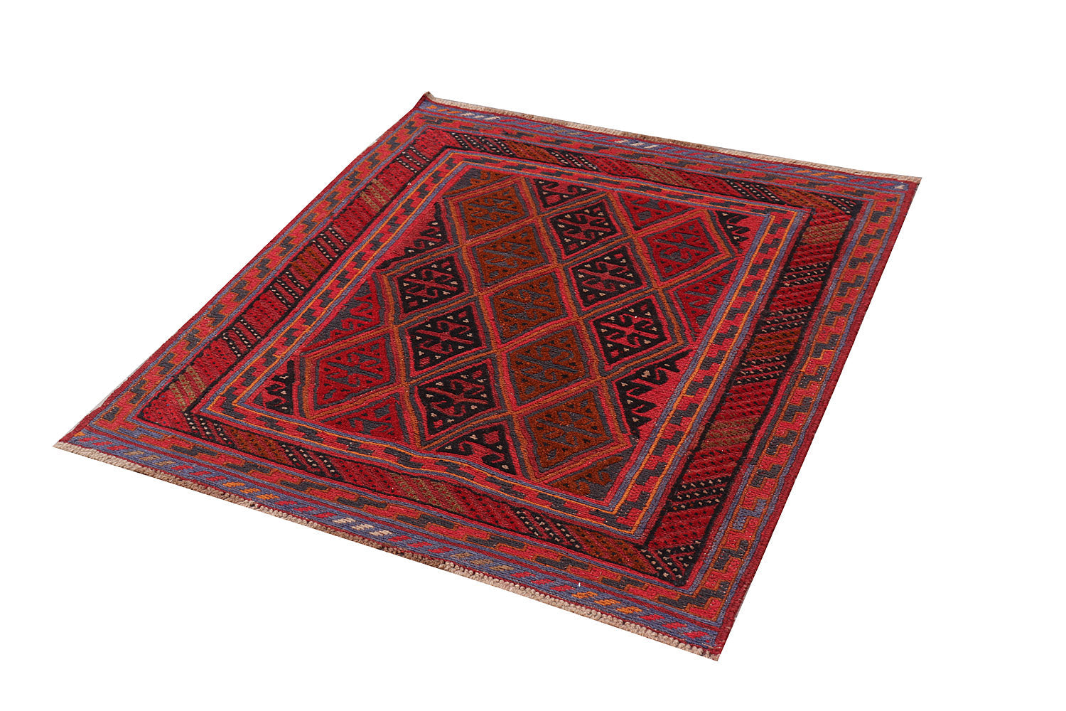 4' x 4' Red Handmade Mashwani Afghan Rug Square