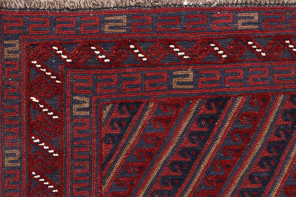 4' x 4' Red Handmade Mashwani Afghan Rug Square