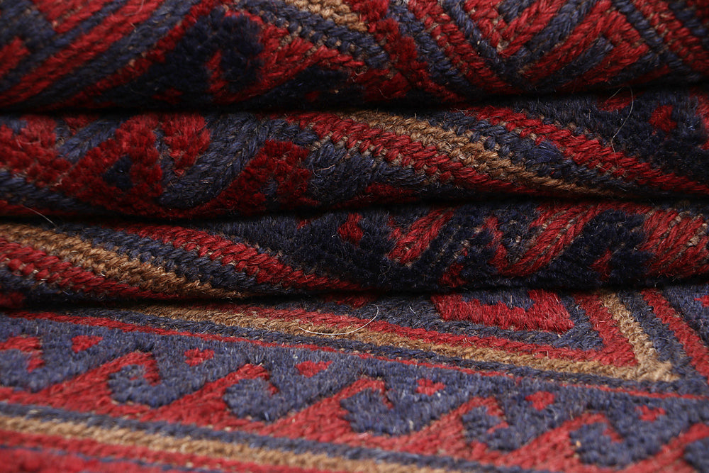 4' x 4' Red Handmade Mashwani Afghan Rug Square