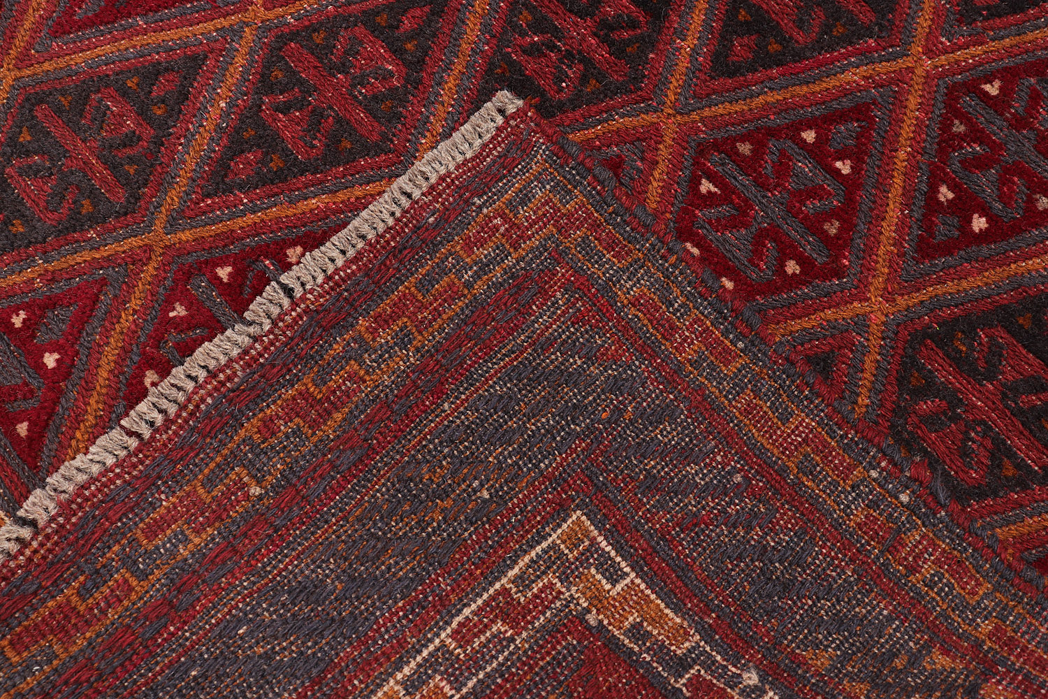 4' x 4' Red Handmade Mashwani Afghan Rug Square