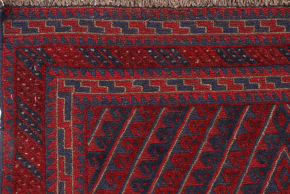 4' x 4' Red Handmade Mashwani Afghan Rug Square