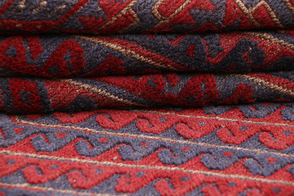4' x 4' Red Handmade Mashwani Afghan Rug Square