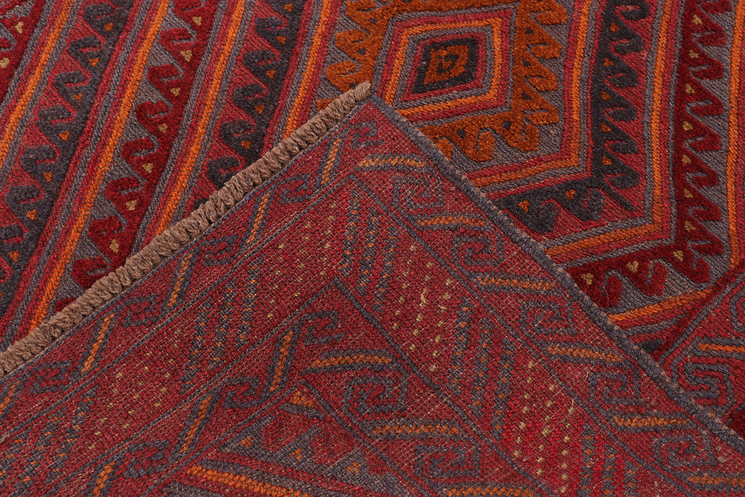 4' x 4' Red Handmade Mashwani Afghan Rug Square