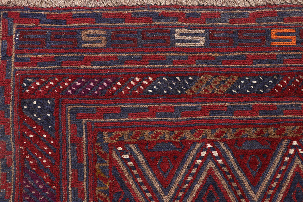 4' x 4' Red Handmade Mashwani Afghan Rug Square