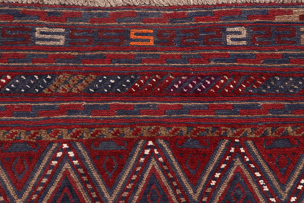 4' x 4' Red Handmade Mashwani Afghan Rug Square
