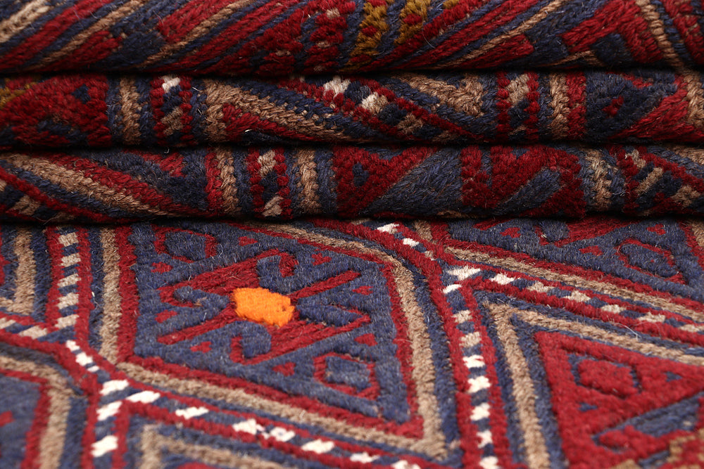 4' x 4' Red Handmade Mashwani Afghan Rug Square