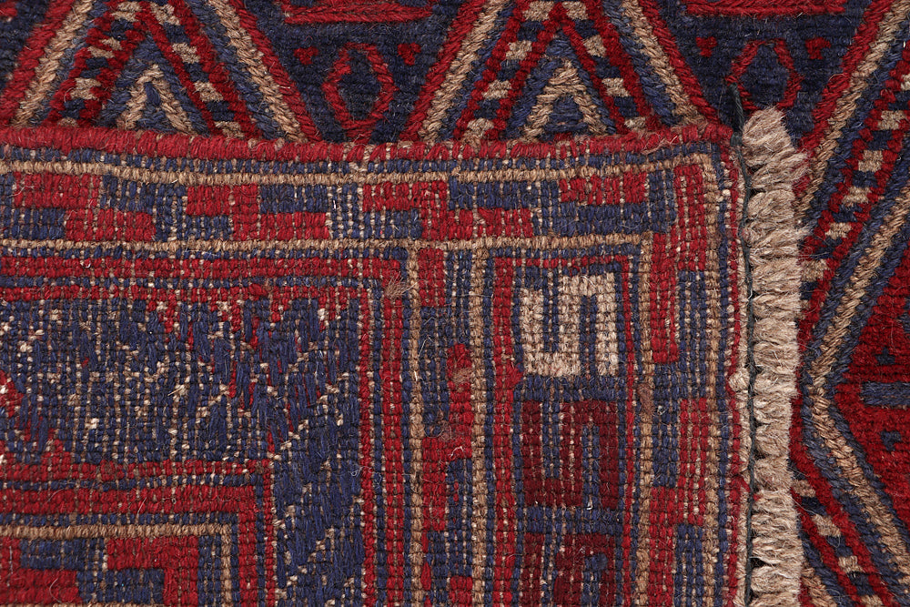 4' x 4' Red Handmade Mashwani Afghan Rug Square