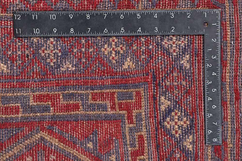 4' x 4' Red Handmade Mashwani Afghan Rug Square