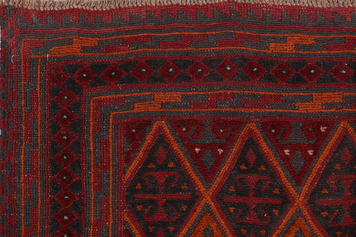 4' x 4' Red Handmade Mashwani Afghan Rug Square