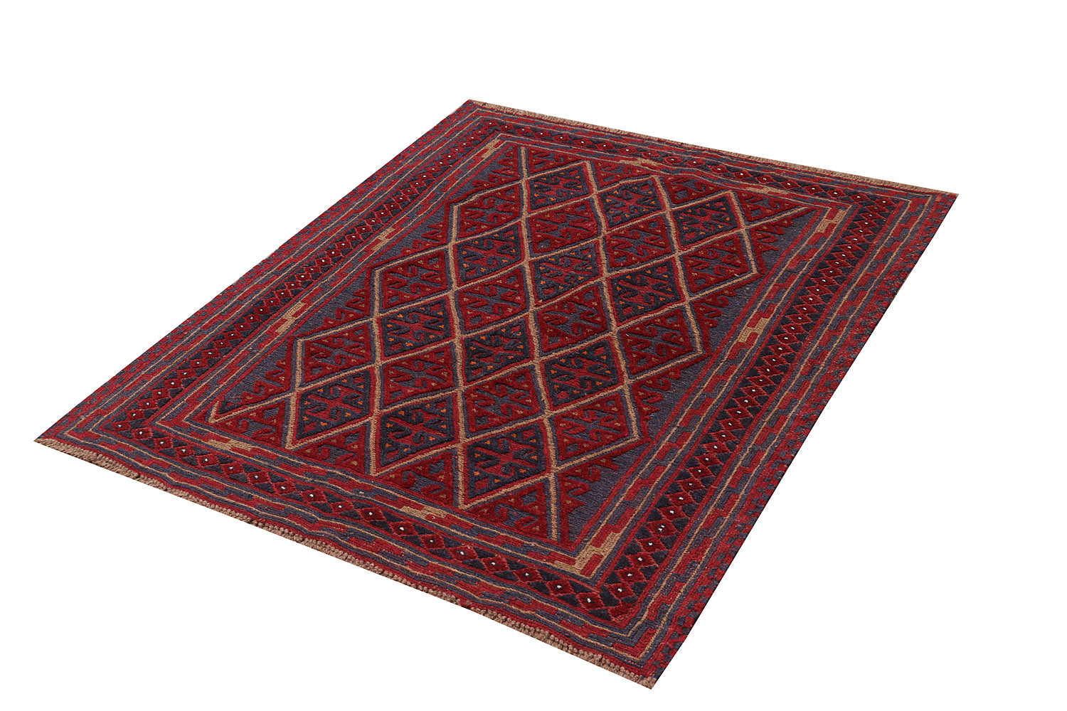 4' x 4' Red Handmade Mashwani Afghan Rug Square