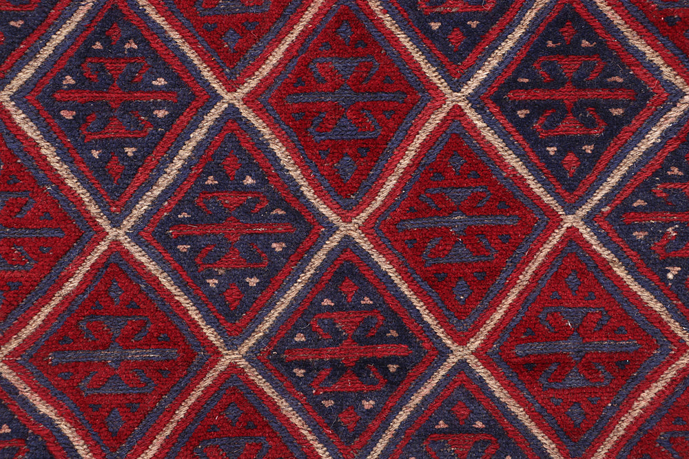 4' x 4' Red Handmade Mashwani Afghan Rug Square
