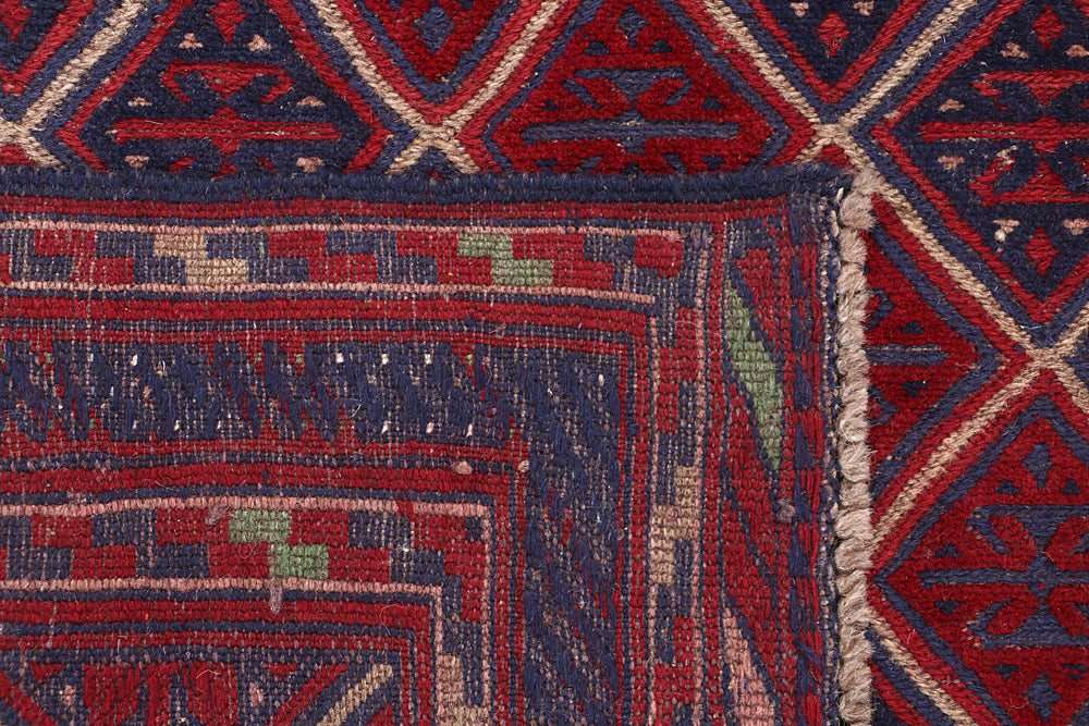 4' x 4' Red Handmade Mashwani Afghan Rug Square