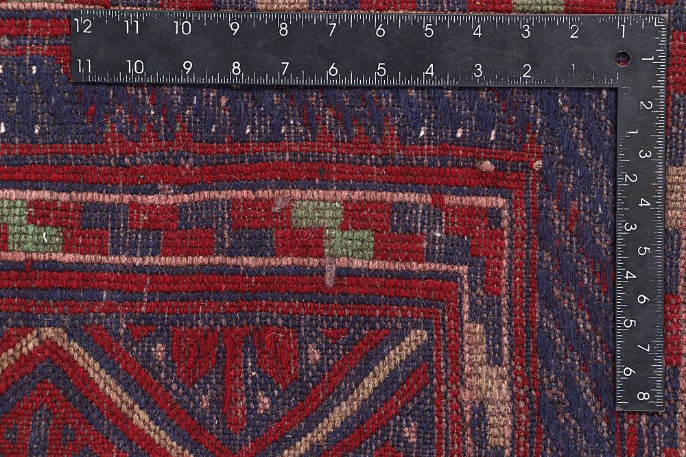4' x 4' Red Handmade Mashwani Afghan Rug Square