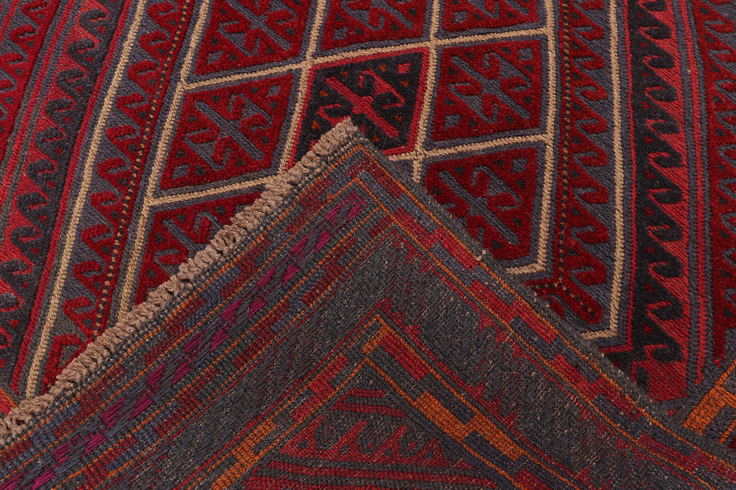 4' x 4' Red Handmade Mashwani Afghan Rug Square